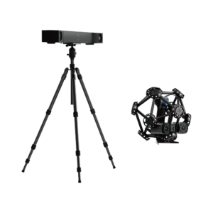 Système SHINING 3D FreeScan Trak Pro2 : traceur FreeTrak sur trépied et scanner TE25, sur fond transparent