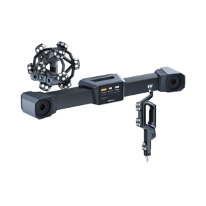 Système de suivi SHINING 3D FreeScan Trak ProW+ : traceur, scanner et palpeur, sur fond transparent